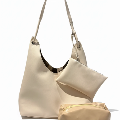 کیف شانه‌ای زنانه سه‌تکه – کیف هوبو چرمی